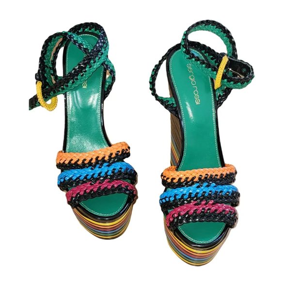Sergio Rossi Multicolored platform sandals Sz 40 - Picture 1 of 7